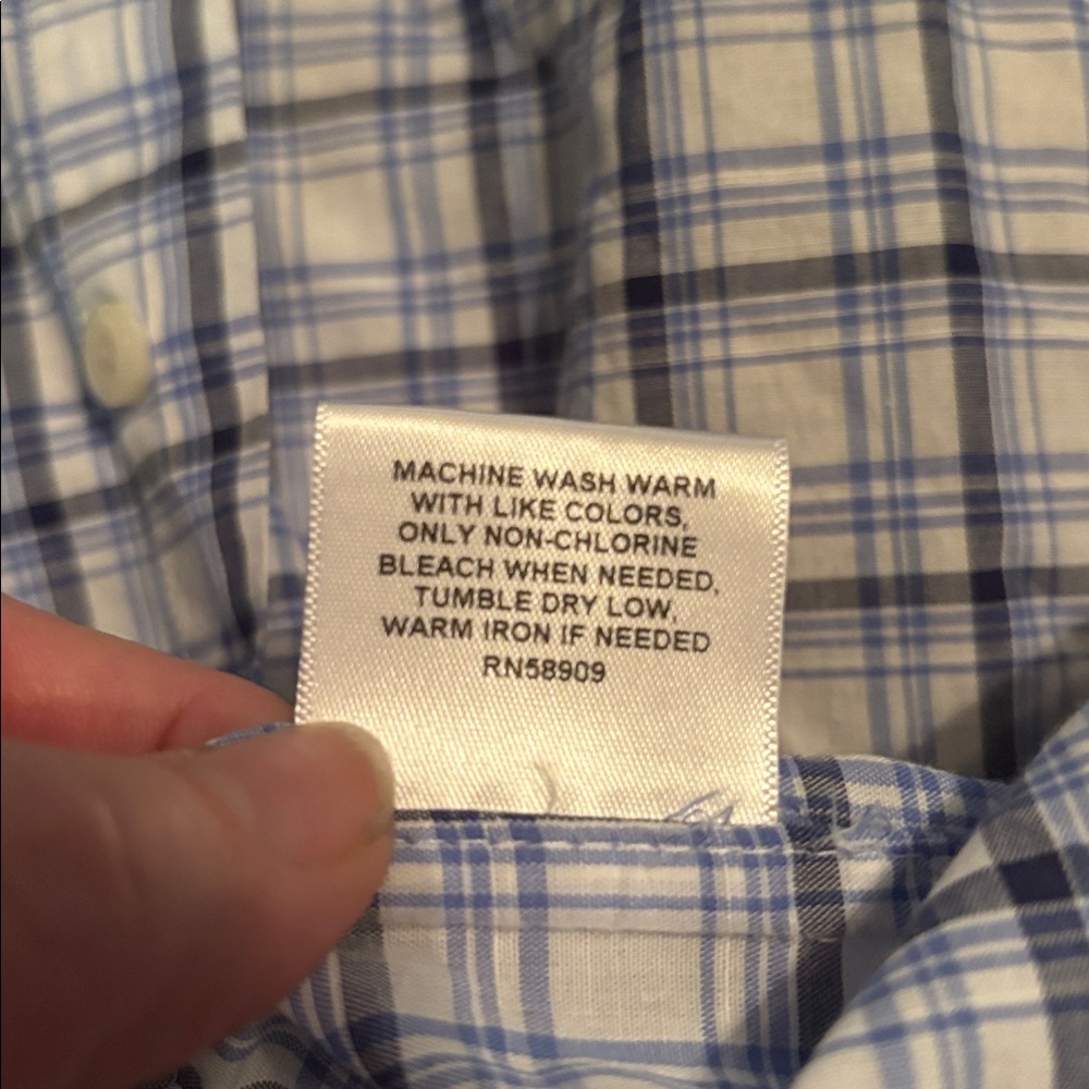 Cremieux Men's Light Blue and White Plaid Button-Down Shirt - Picture 6 of 7